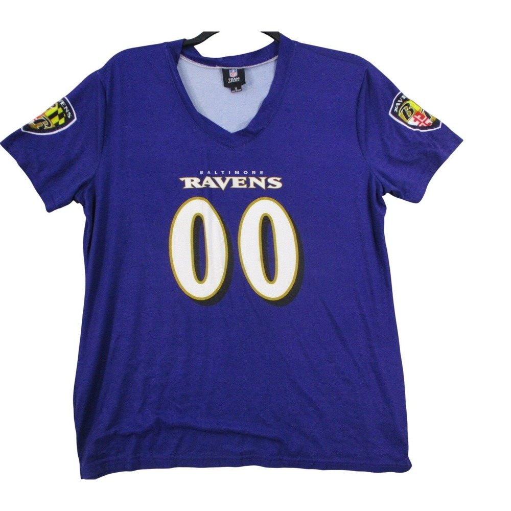 NFL Team Apparel Baltimore Ravens‎ Purple V-Neck Jersey Shirt XL 00 Graphic Mens